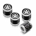 Ipick Image For Jeep Willys Star Logo In Black On Real Carbon Fiber Barrel Silver Aluminum Tire Valve Stem Caps
