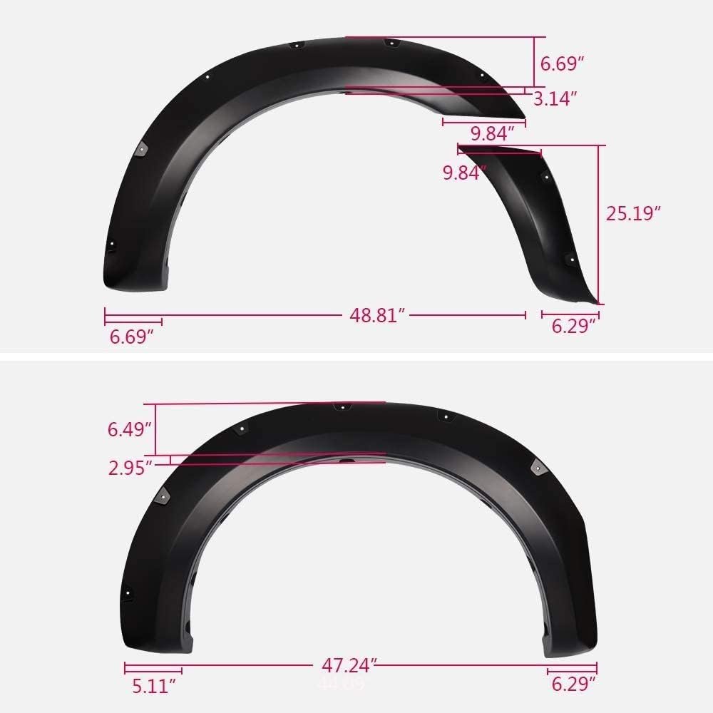 Fender Flares For 2011 2018 Ford Ranger T6 Smooth Riveted Style Paintable Matte Black Wheel 4 Piece Set With Stainless Steel