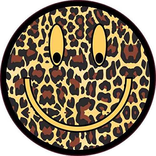 4in X Cheetah Print Smiley Face Sticker By Stickertalk