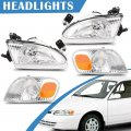 Aintier A Pair Of Automotive Headlight Assembly Fit For Toyota Corolla 1998-2000 With Chrome Housing Amber Reflector Clear Lens