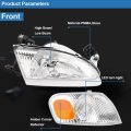 A Pair Of Automotive Headlight Assembly Fit For Toyota Corolla 1998-2000 With Chrome Housing Amber Reflector Clear Lens