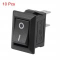 Uxcell Ac 125v 6a50v 3a Spst 2 Terminal 2 Position On Off Boat Rocker Switch Black 10pcs