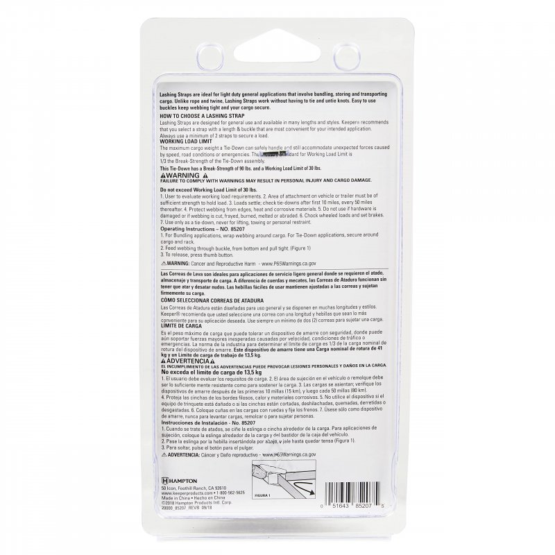 Keeper 85207 8 X 1 Lashing Strap 2 Pack
