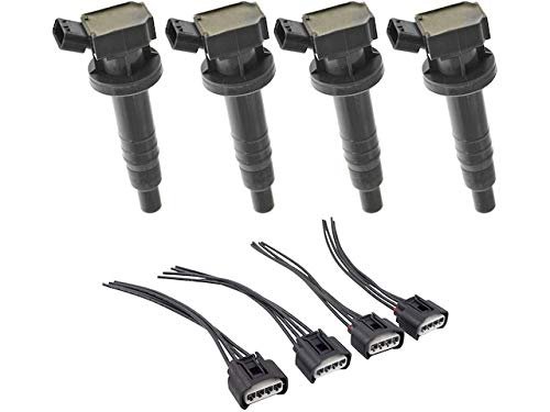 Ignition Coil And Connector Kit 4 Piece For 2000-2008 Toyota Corolla L4 1 8l