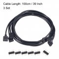 Uxcell Argb Shunt Cable 3p Connector For 5050 3528 Led 1 To Female 100cm 3 Set