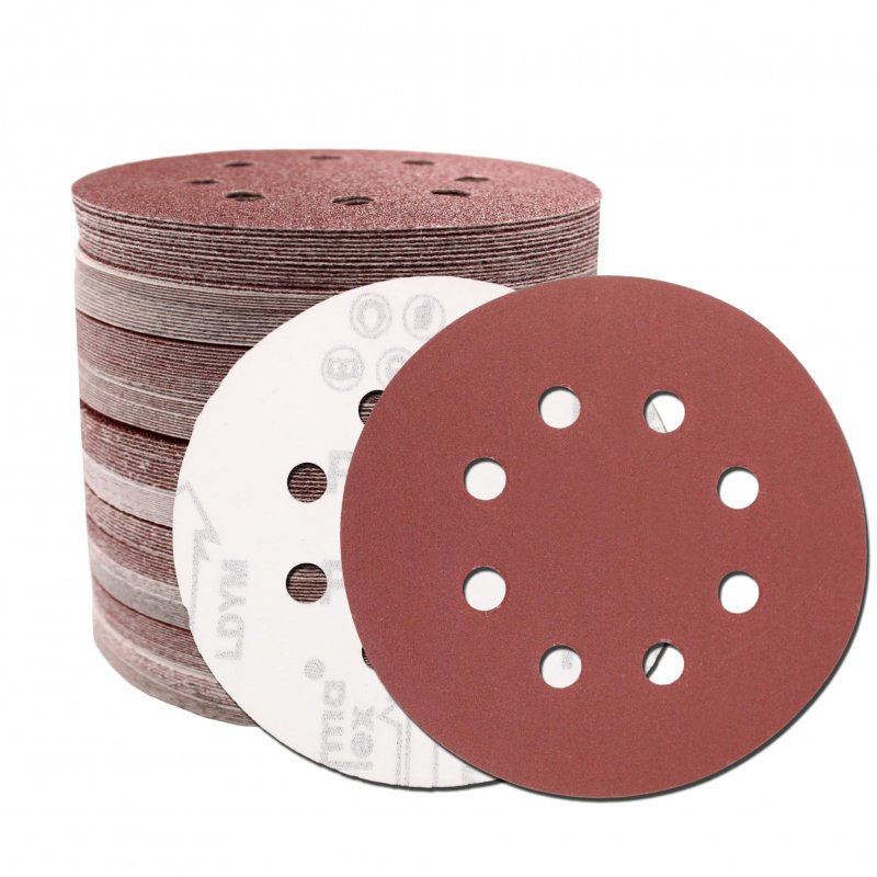 5 In 8 Hole Sanding Disc Hook And Loop 320 Grit Random Orbital Sandpaper For Automotive Woodworking 100 Pack Aluminum Oxide