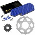 Caltric Blue O-ring Drive Chain And Sprockets Kit Compatible With Kawasaki Zx600 Ninja Zx6r 1998-2002
