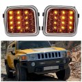 Hecasa Pair Led Turn Signal Light For 2006-2010 Hummer H3 H3t Replacement Hu2530100 Hu2531100 Clear Lens Chrome Housing Driver