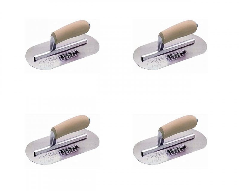 Kraft Tool Cf724 Mini Pool Trowel With Straight Wood Handle 7-1 2 X 4-inch Four Pack