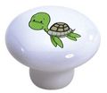 Set Of 2 Baby Sea Turtle Ceramic Cabinet Drawer Pull Knobs 