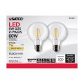 Satco S21245 6w G25 Led Filament Lamp Dimmable 2700k Warm White 500 Lumens Clear Medium Base 120v Wet Location 60w Incandescent