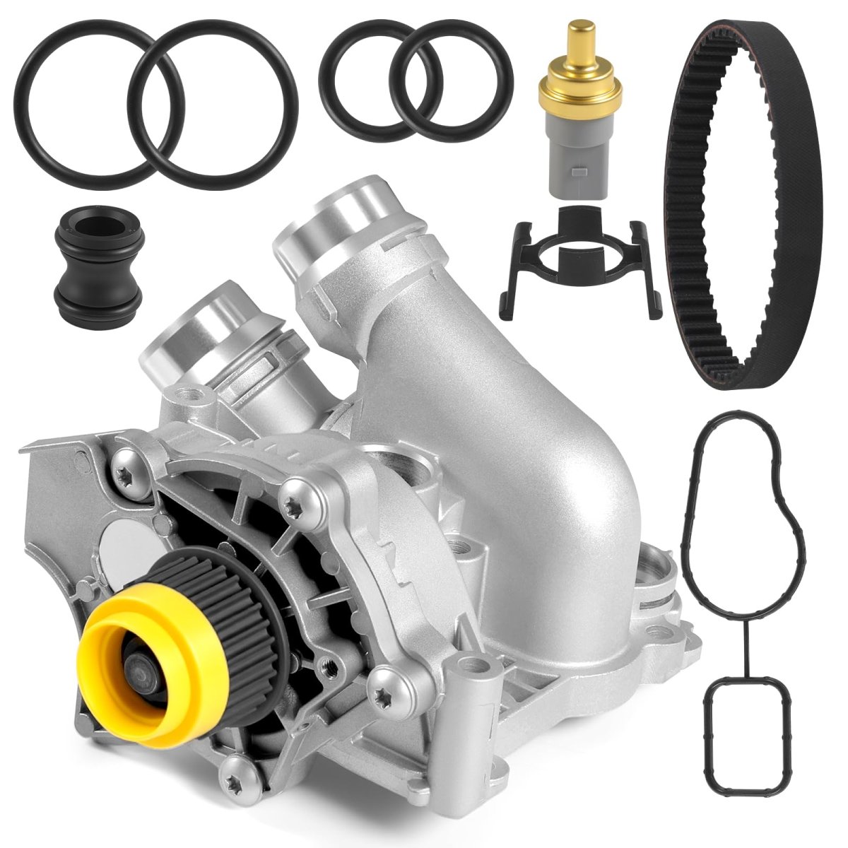 Loreada Aluminum Water Pump With Belt Kit Fit For Audi Vw 2 0t A3 A4 A5 A6 Q3 Q5 Tt Gti Jetta Passat Golf Tguan Beetle Cc Eos