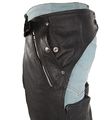 Ultimate Leather Apparel Naked Cowhide Plain Motorcycle Chaps Vertical Gather In Thighs S Black 