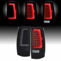 Akkon Fit 2007-2014 Chevy Suburban Tahoe Gmc Yukon Xl Full Led C-tube Drl Running Signal Black Smoked Tail Lights Pair