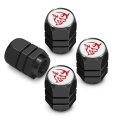 Dodge Demon Red Logo In White On Black Hexagon Shape Premium Anodized Aluminum Tire Valve Stem Caps Set Of 4 