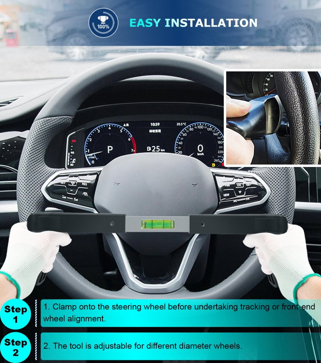 Steering Wheel Level Alignment Tool For Internal Diameters 170mm 250mm And 270mm To 340mm Spring Loaded Holder With Spirit