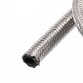 X Autohaux 5ft 6an Fuel Hose An6 Universal Car Braided Stainless Steel Cpe Oil Gas Line Silver Tone