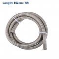 X Autohaux 5ft 6an Fuel Hose An6 Universal Car Braided Stainless Steel Cpe Oil Gas Line Silver Tone