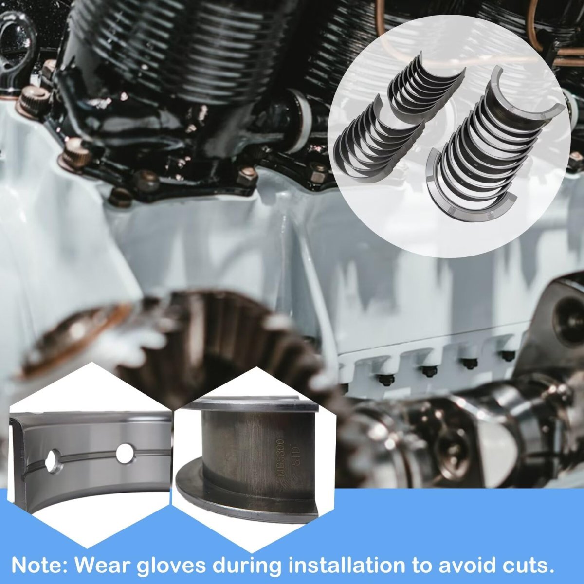 Mb2199 Cb663 Ms2199p Cb663p Stock Crank Main Rod Bearings Set Fit For G M Truck Van Suv 293 4 8l Ohv V8 16v G-m 3 780 Bore