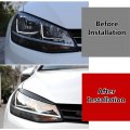 Qiilu Front Headlamp Headlight Eyebrow Eyelid Car Stickers Decal Trim For 7 2013-2018 Black