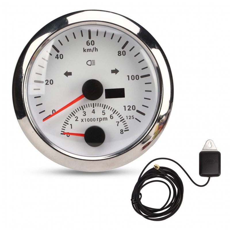 Fydun Speedometer With Tachometer 8000 Rpm 85mm 3 8 In Stainless Steel Ip67 Waterproof Speed Gauge Indiction Light For Marine