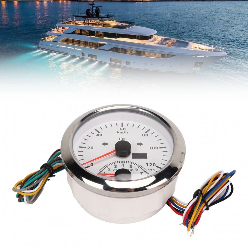 Fydun Speedometer With Tachometer 8000 Rpm 85mm 3 8 In Stainless Steel Ip67 Waterproof Speed Gauge Indiction Light For Marine