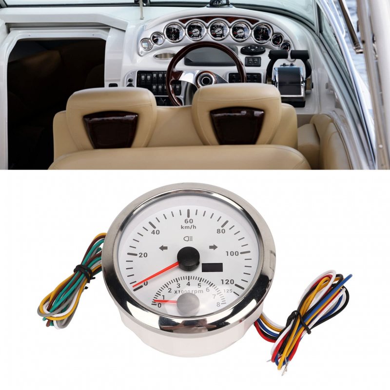 Fydun Speedometer With Tachometer 8000 Rpm 85mm 3 8 In Stainless Steel Ip67 Waterproof Speed Gauge Indiction Light For Marine