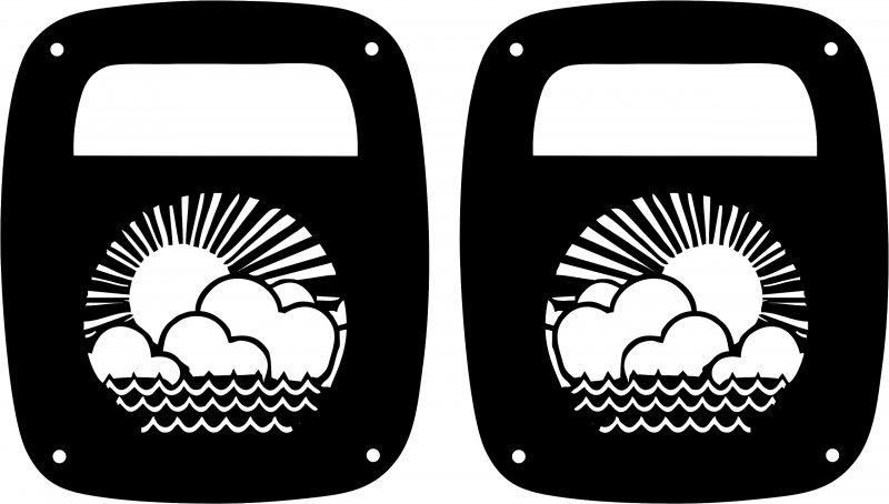 Jeeptails Tropical Sun Over Water Tail Lamp Light Covers Halogen For Jeep Wrangler Tj Models 1997-2006