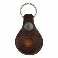 Hide Drink Airtag Rounded Keychain Handmade From Full Grain Leather Lightweight Attachment Secure Keyring For Easy Tracking And 