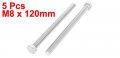 Uxcell M8 X 120mm Thread Stainless Steel Hex Hexagon Head Screw Bolt 5 Pcs
