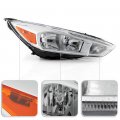 Acanii For Halogen Type Chrome Housing W Led Drl 2015-2018 Ford Focus Headlight Headlamp Assembly Passenger Side