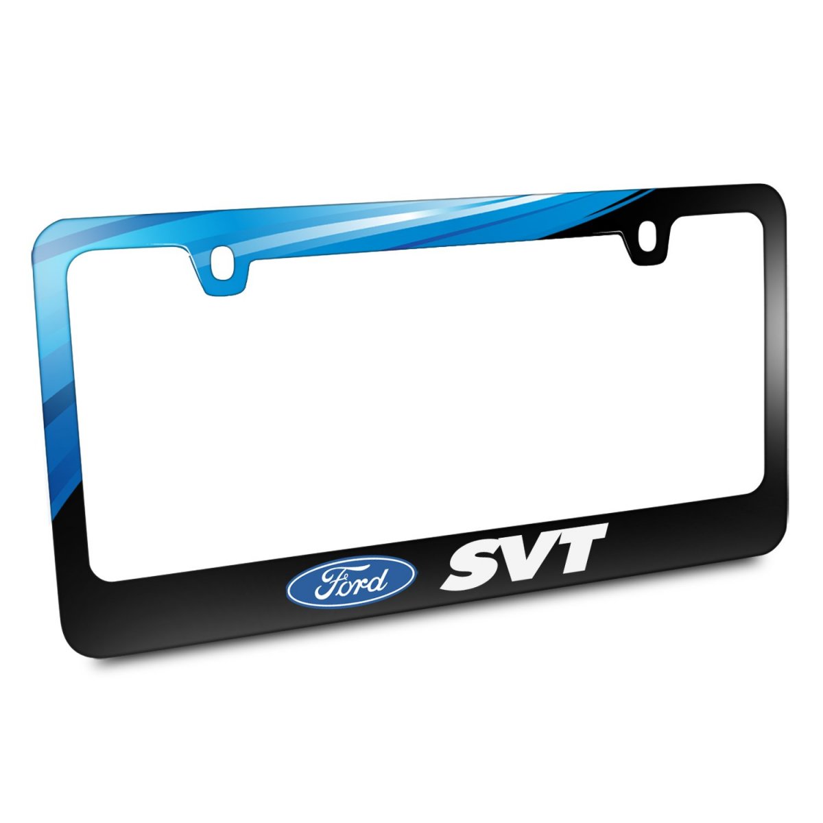 Ford Logo Svt Waterfall Graphic Black Metal License Plate Frame