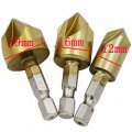 3 Pcs 5 Flute Chamfer Debur Countersink 12-16-19mm Titanium Coated Drill Bit Set