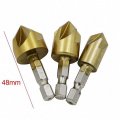 3 Pcs 5 Flute Chamfer Debur Countersink 12-16-19mm Titanium Coated Drill Bit Set
