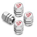 Dodge Demon Red Logo In White On Silver Hexagon Shape Premium Anodized Aluminum Tire Valve Stem Caps Set Of 4 