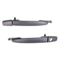 Exterior Door Handle Pair For Mitsubishi Lancer 2008 To 2017 Front Driver And Passenger Side Primed Black With Key Hole 