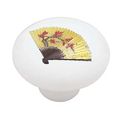 Asian Fan Decorative High Gloss Ceramic Drawer Knob 