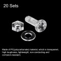 Uxcell M3 X 12mm Plastic Phillips Machine Screws With Nuts And Flat Washers Pc Head Bolts Transparent 20 Sets