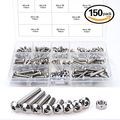 Glarks 150pcs M5 Stainless Steel Button Head Hex Socket Cap Bolts Screws Nuts Assortment Kit