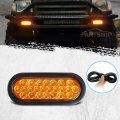 Partsam 2pcs 6 3 Led Oval Amber Strobe Lights 24led Recessed With Triple Flash Patterns For Truck Towing Trailer Lamps Rubber