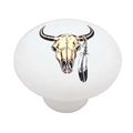 Southwestern Cow Skull Decorative High Gloss Ceramic Drawer Knob 