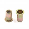 Uxcell A17073100ux0534 50pcs Zinc Plated Carbon Steel Car Rivet Nut Flat Head Threaded Insert 5 16-18 50 Pack