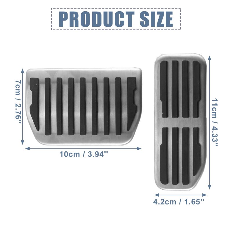 2pcs Brake Pedal Pad Gas Accelerator Cover For Land Rover Range Velar 2018-2022 Silver Tone