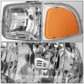Compatible With Gmc Sierra Gmt800 Chrome Housing Amber Corner Headlight Drl 8 Led Fog Light