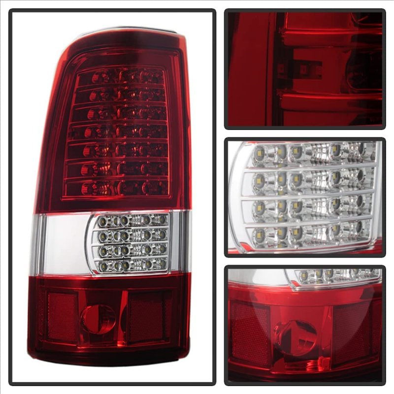 1999-2002 Chevy Silverado Gmc Sierra 1500 2500 3500 Red Clear C-strip Full Led Tail Lights Brake Lamps Pair