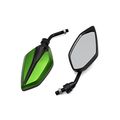Uxcell Pair Green Black Adjustable Polygon Rear Side View Mirror For Motorcycle Motorbike