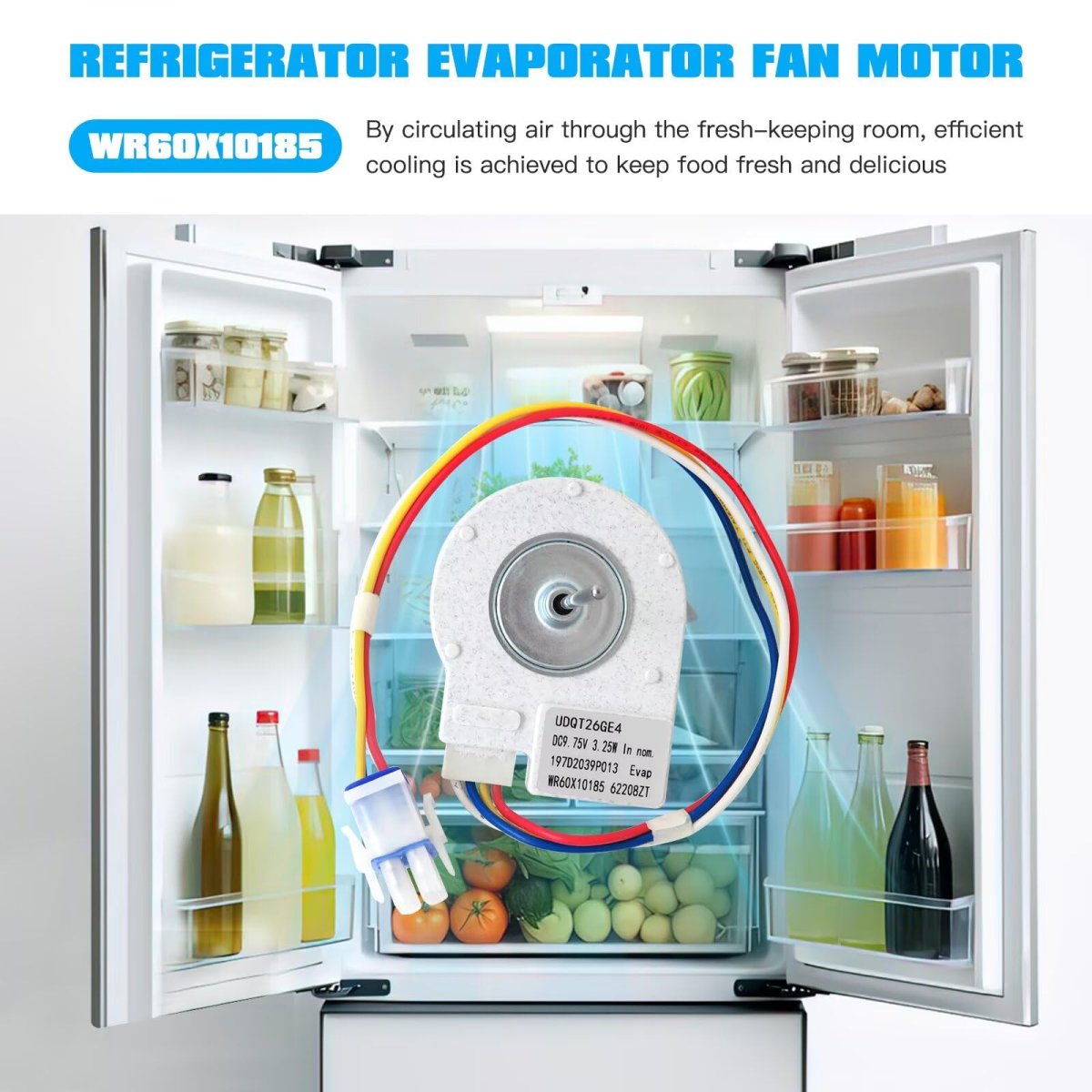 Version Wr60x10185 Evaporator Fan Motor For Ge Hotpoint Refrigerators Gsc21kgrcbb Gce21ietafbb Gce21lgtbfww Gce23yetafss