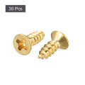 Uxcell Brass Wood Screws M3x10mm Phillips Flat Head Self Tapping Connector For Door Cabinet Wooden Furniture 30pcs