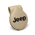 Jeep Beige Leather Magnetic Sunglass Holder Car Sun Visor Mount Clip Official Licensed 2 5 In X 3 38 Accessory