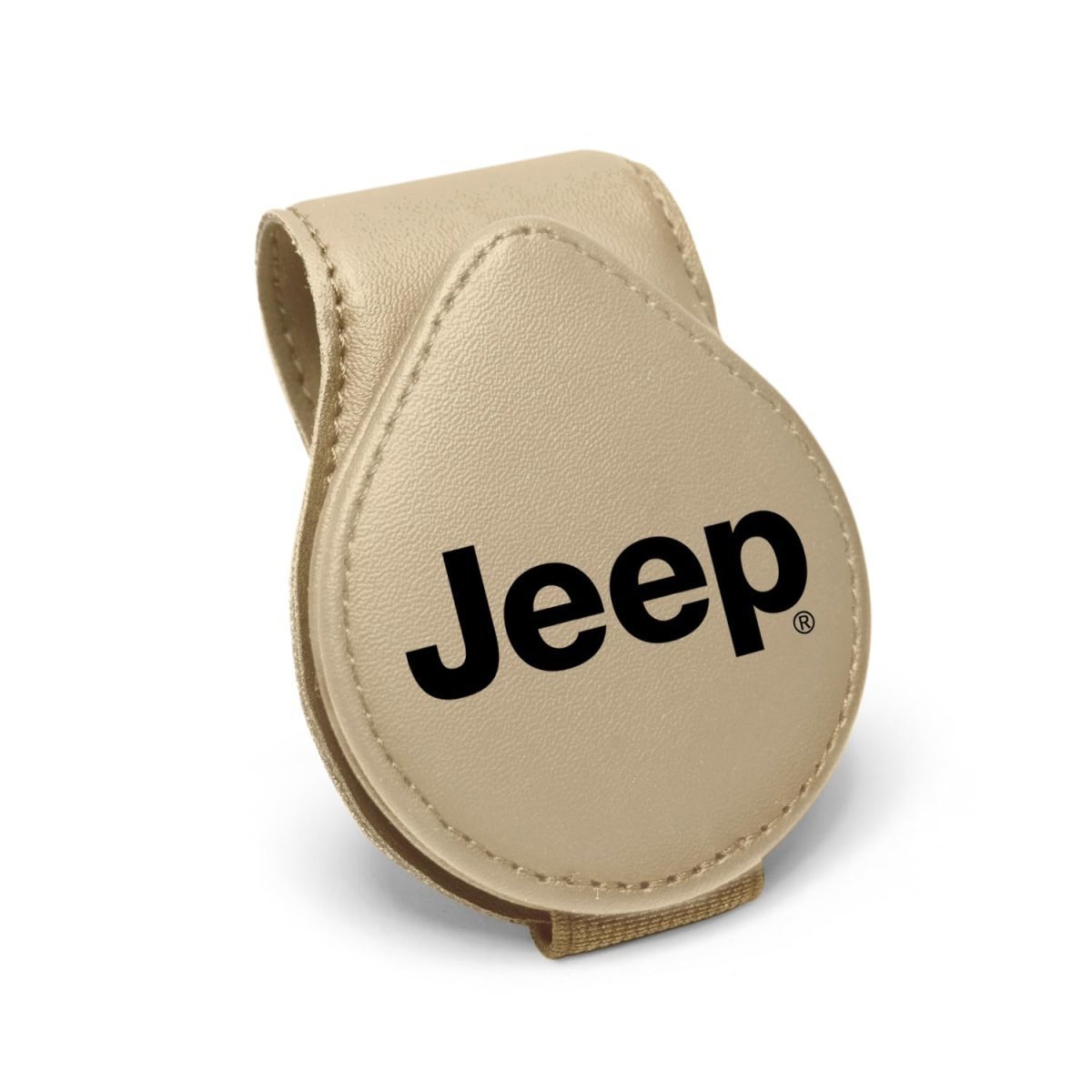 Jeep Beige Leather Magnetic Sunglass Holder Car Sun Visor Mount Clip Official Licensed 2 5 In X 3 38 Accessory